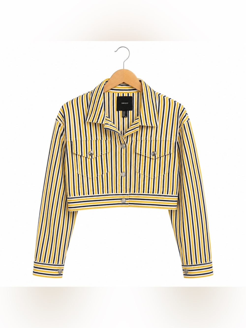 Forever 21 Stripe Utility Jacket Cropped Casual Layer Medium Streetwear Casual